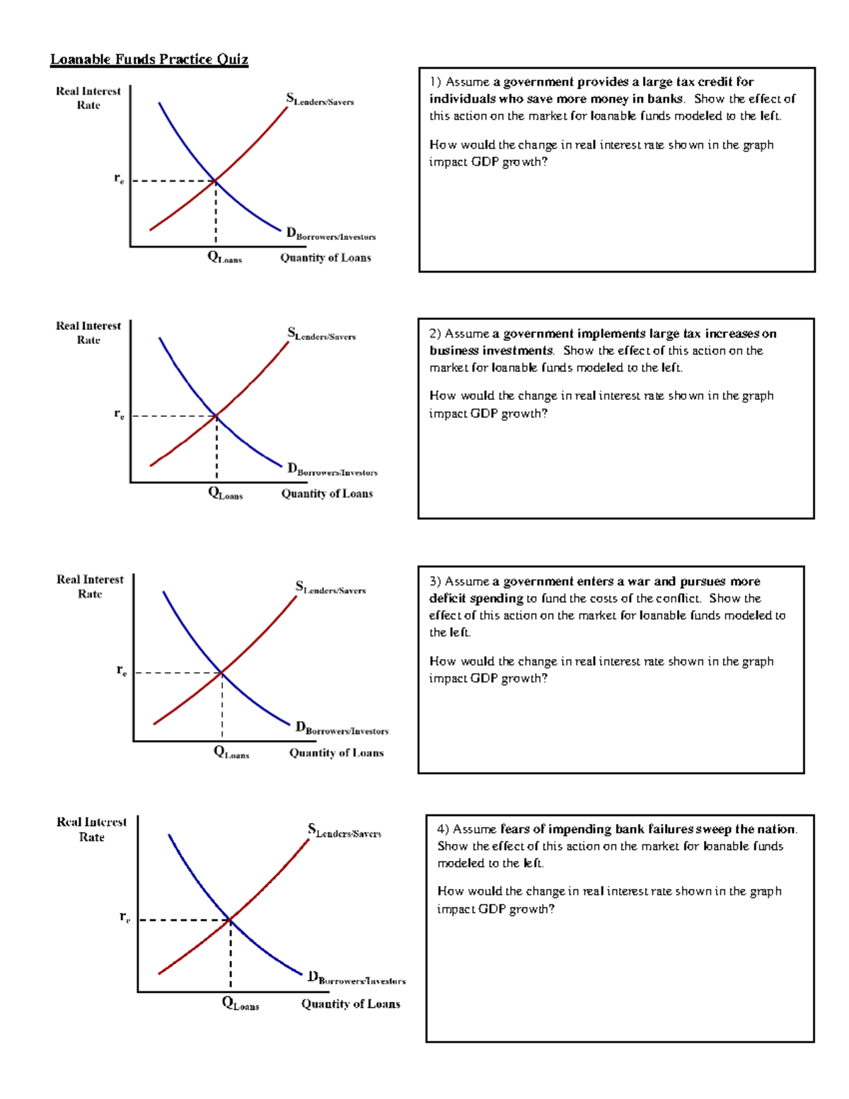 Loanable Funds Practice Quiz - Loanable Funds Practice Quiz Assume A ...