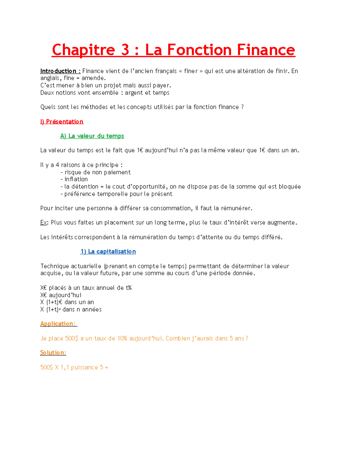 Chapitre 3 - Notes De Cours Semestre 1 - Chapitre 3 : La Fonction ...