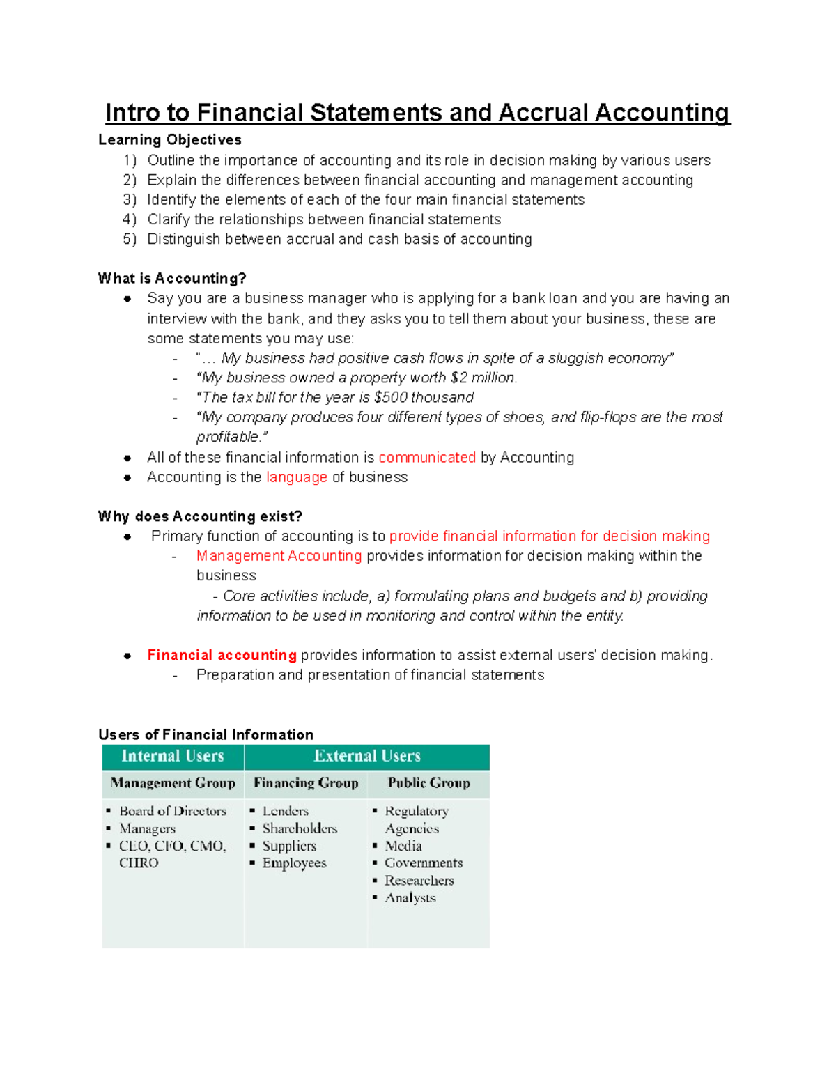 Week 4 Lecture #8 - Intro to Financial Statements and Accrual ...