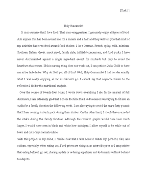 Nutritional-analysis Paper - Nutritional Analysis Jenna D Freitag ...