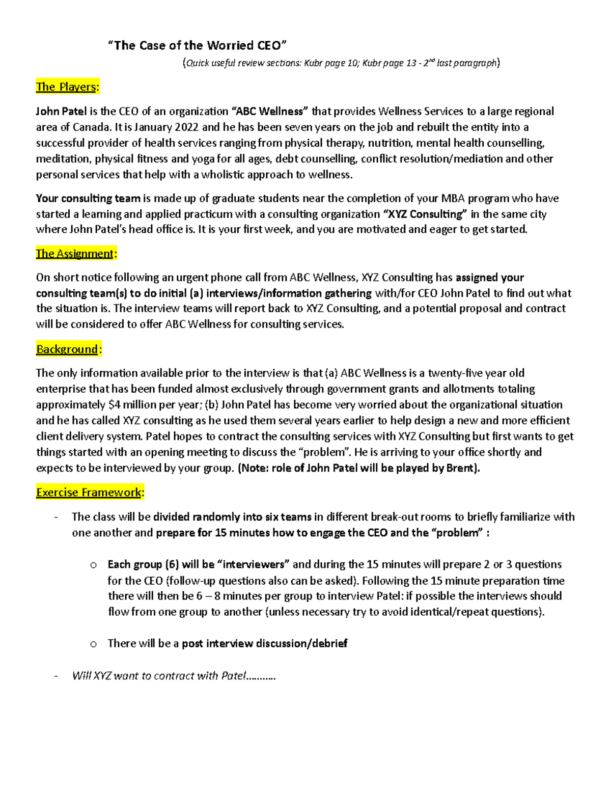 The Case of the Very Worried CEO - “The Case of the Worried CEO ...