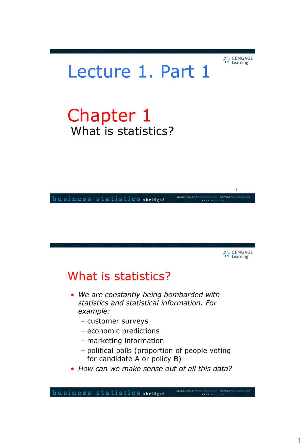 Lecture 1 Ch01&Ch02. 2 - Chapter 1 What Is Statistics? 1 Lecture 1 ...