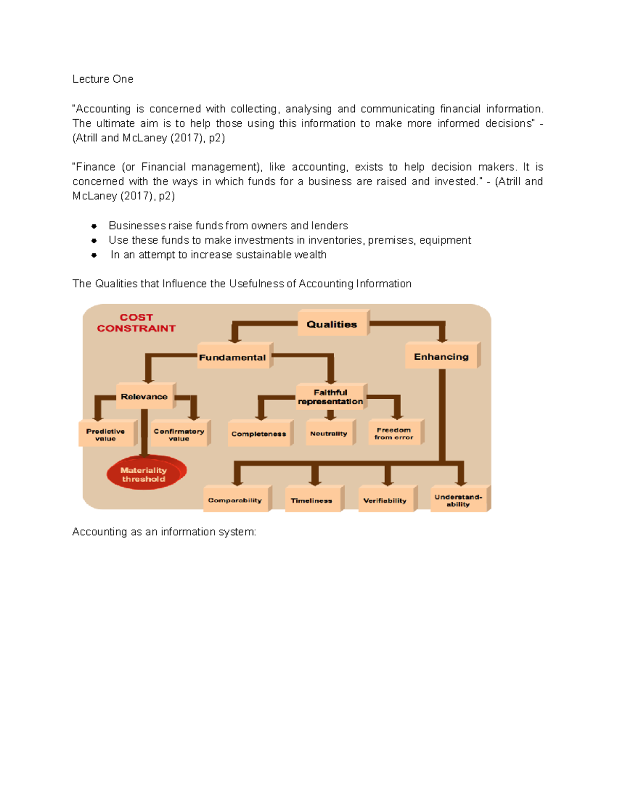 Introduction to Accounting Lectures 1-5 - Lecture One “Accounting is ...