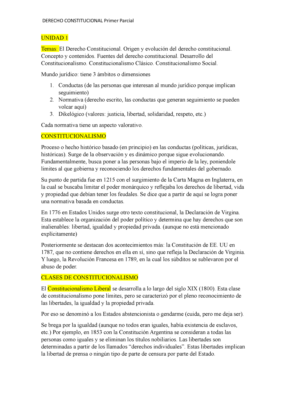 Resumen Primer Parcial Derecho Constitucional - UADE - Studocu