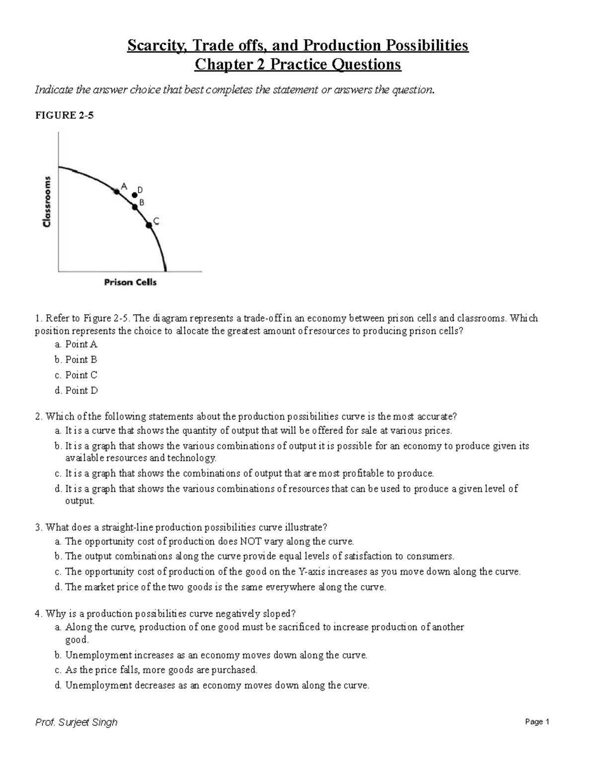 Chapter2_Sample_MCQ's Scarcity, Trade offs, and Production