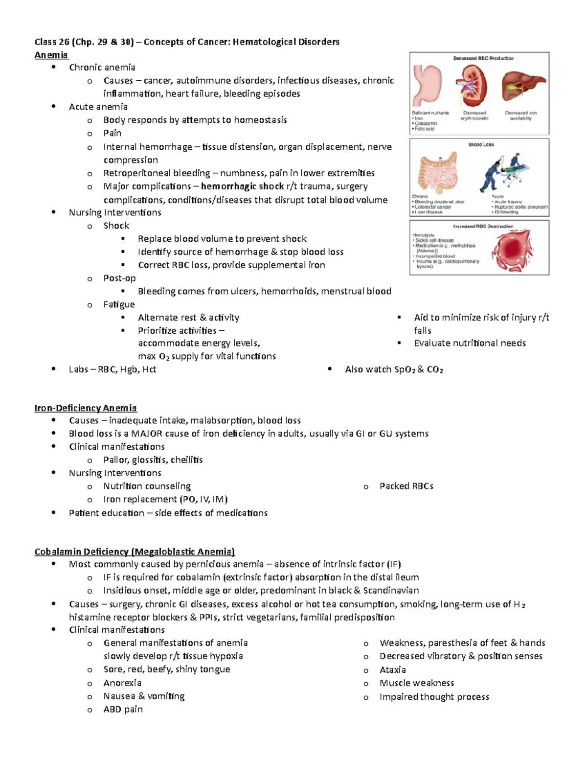 Medical-Surgical Nursing: Hematological Disorders - Anemia Chronic ...