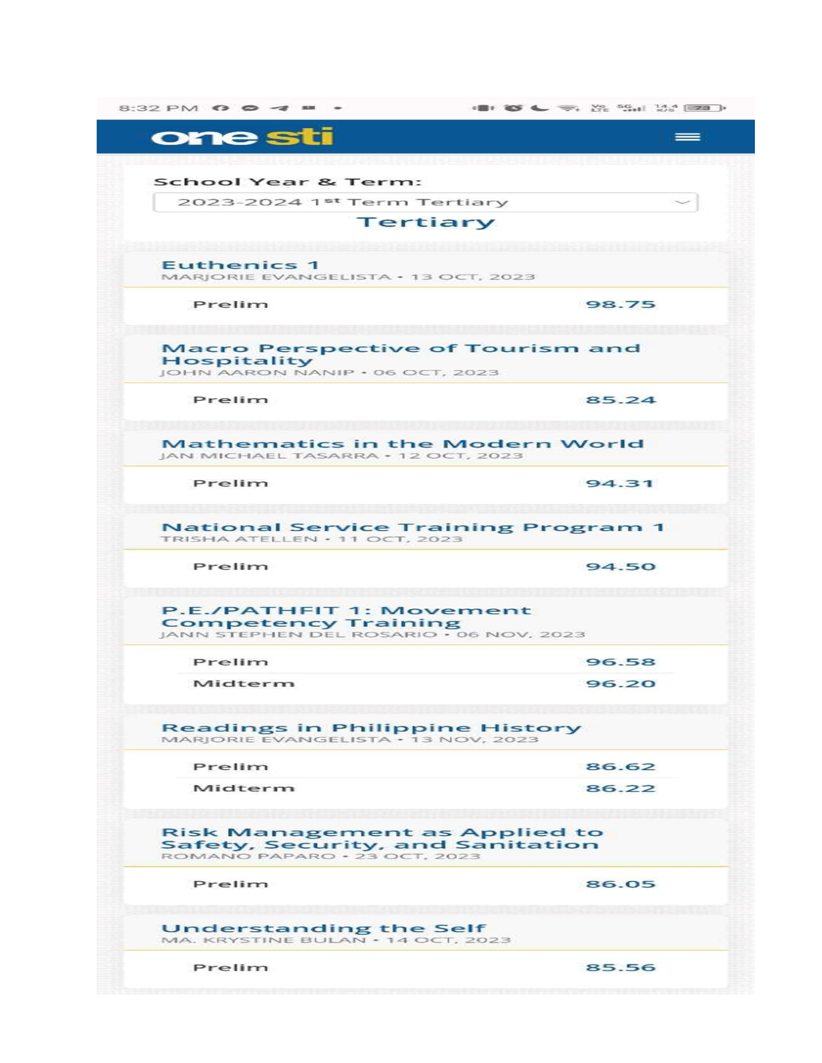 bs tourism management subjects 1st year