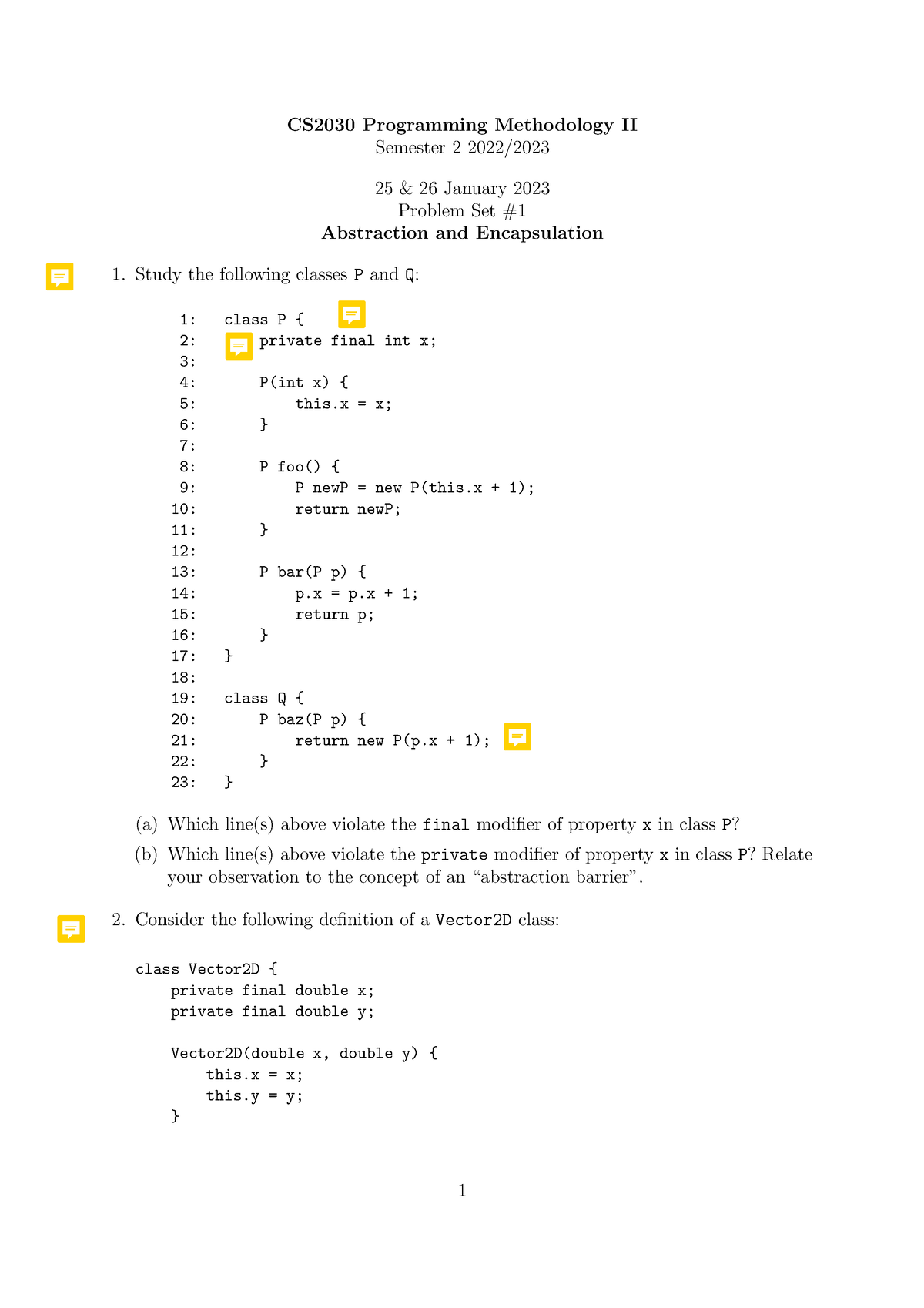 Recitation 01 - CS2030 Programming Methodology II Semester 2 2022/ 25 ...