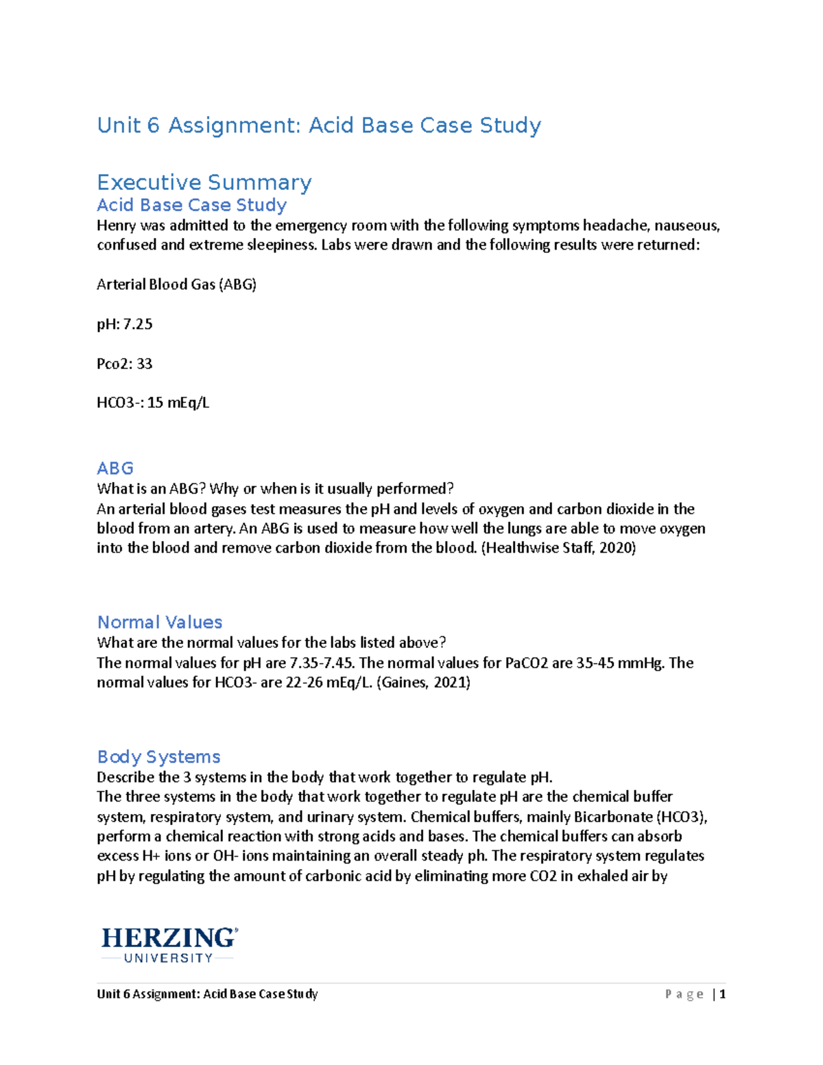 case study based acid and base questions