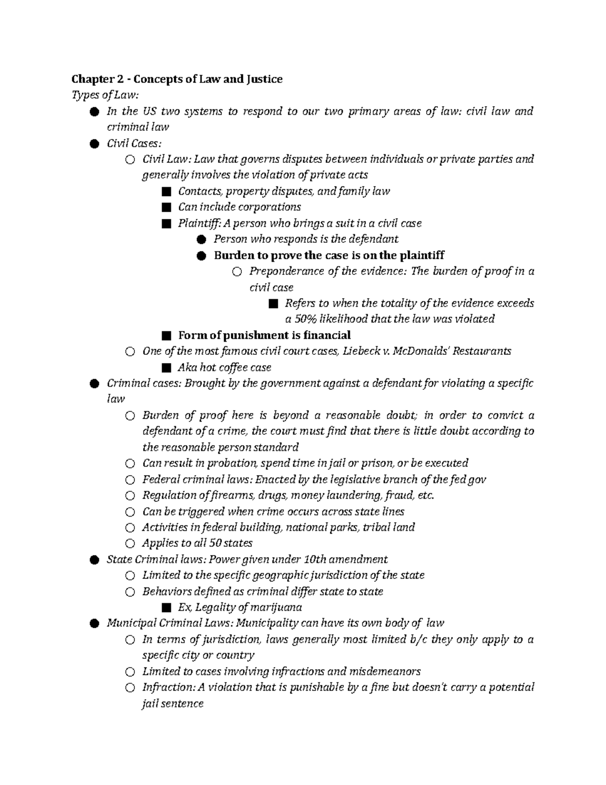 Chapter 2 Reading Notes - Chapter 2 - Concepts Of Law And Justice Types ...