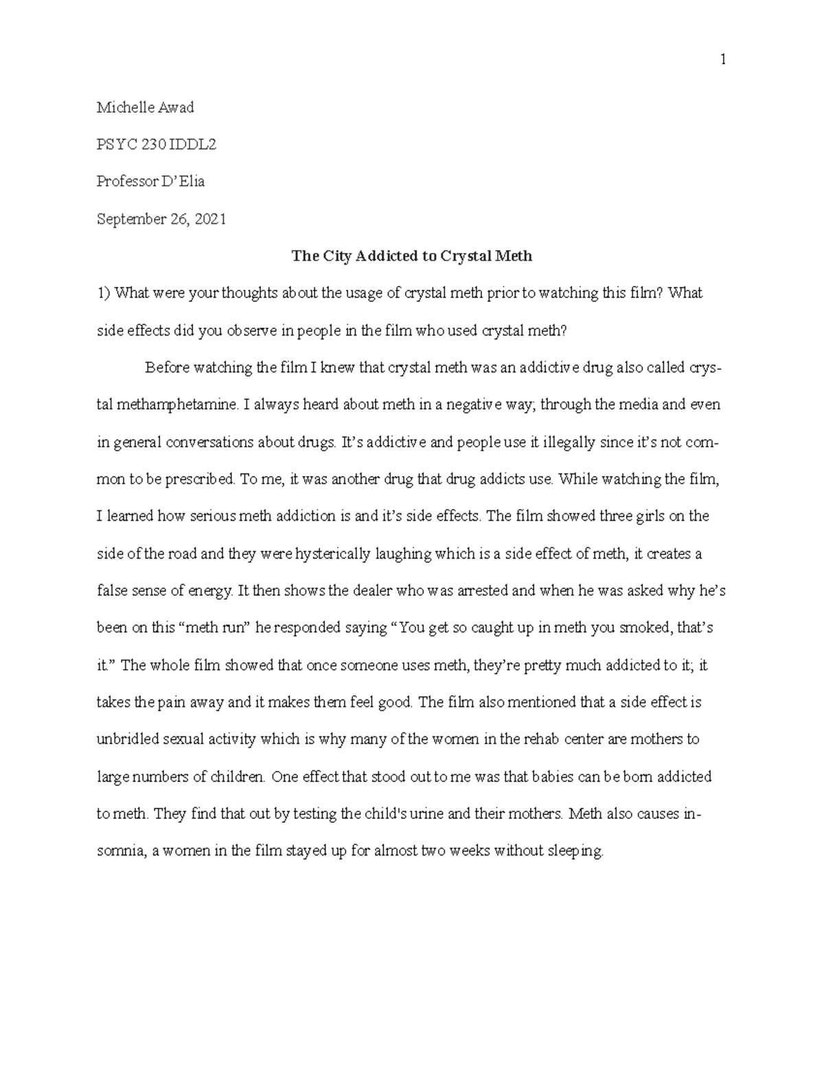 Documentary response - The city addicted to Crystal Meth Abnormal ...