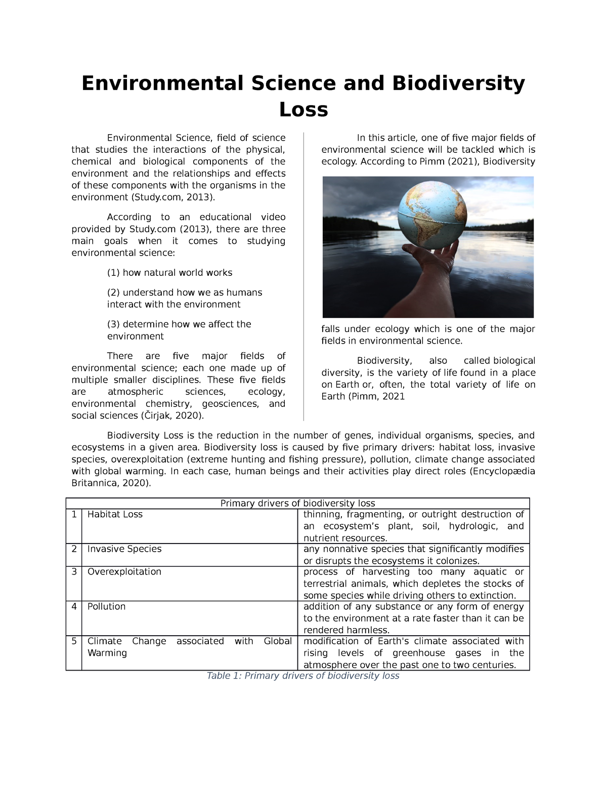 IT Subject Exercise 3 - WORD - Environmental Science And Biodiversity ...