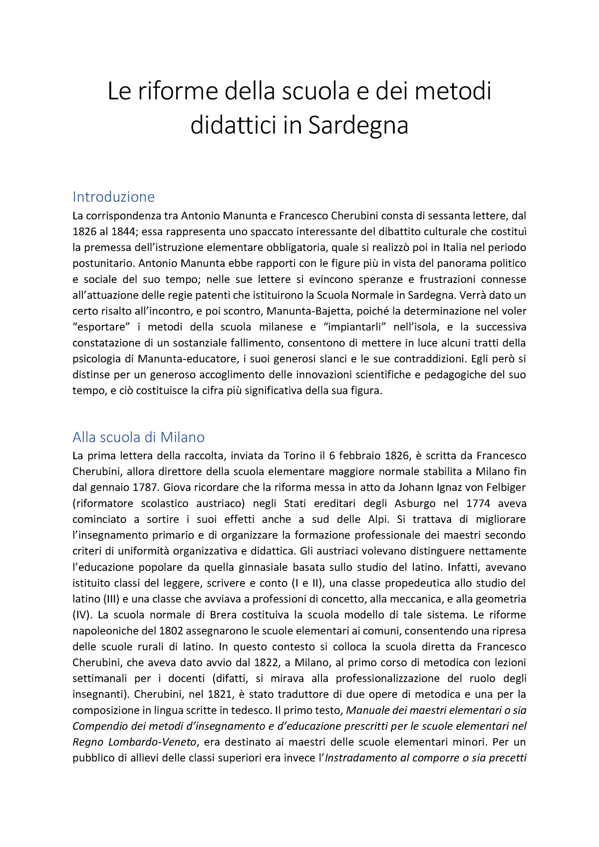 F. Pruneri - Le Riforme Della Scuola E Dei Metodi Didattici In Sardegna ...