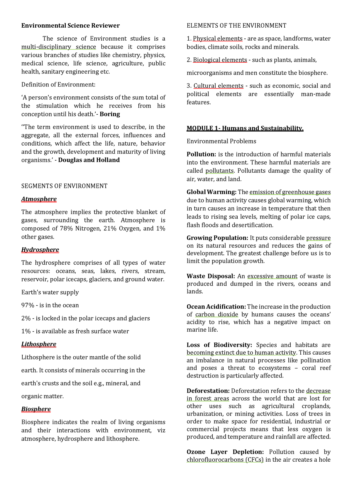 environmental science ia literature review