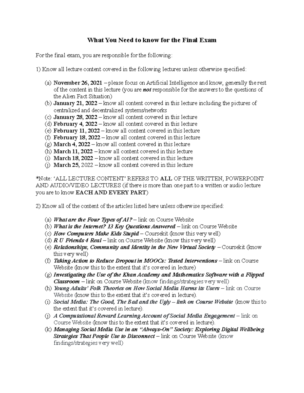 What you Need to know for the Final Exam Final Version NATS 1700 Yorku Studocu