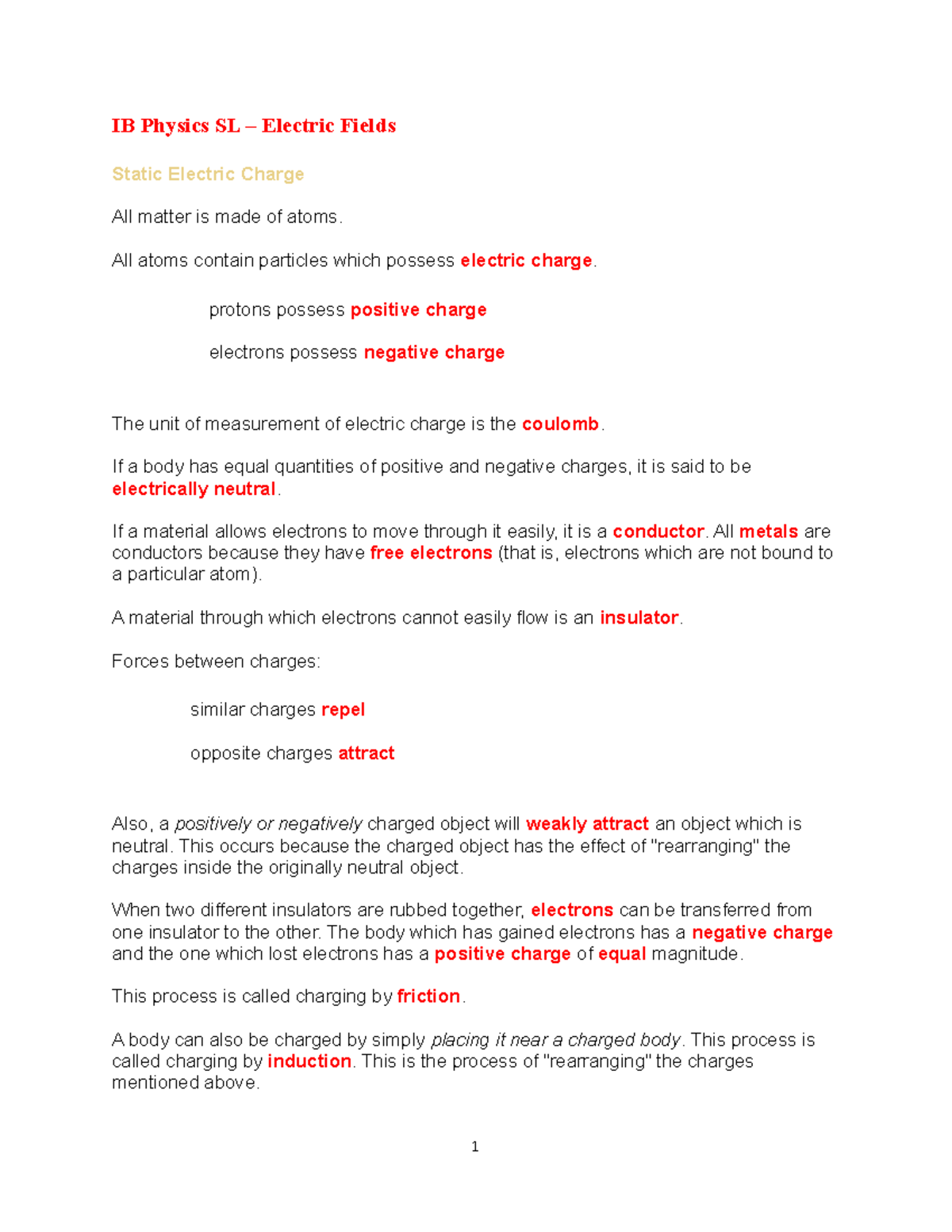 Unit 5.1 Notes - wk fw - IB Physics SL – Electric Fields Static ...