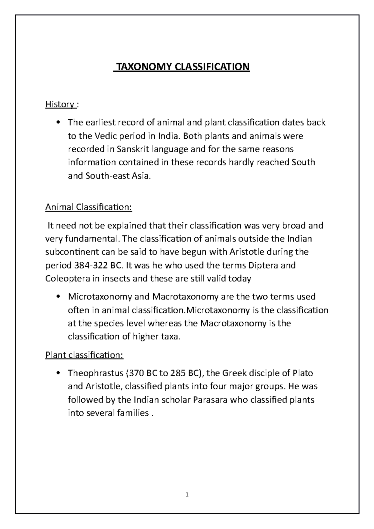 Taxonomy Classification - TAXONOMY CLASSIFICATION History : The ...