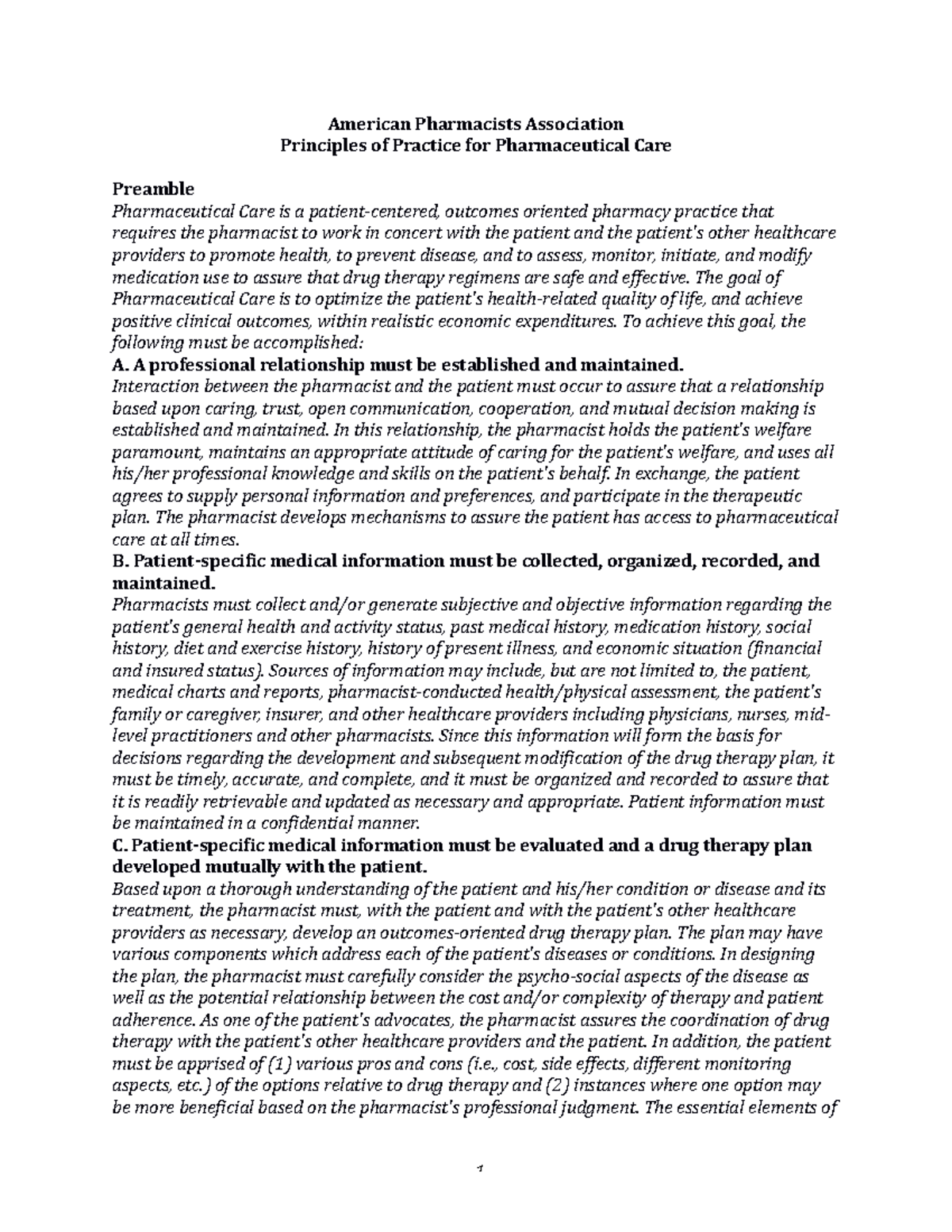 APh A Principles of Practice - American Pharmacists Association ...