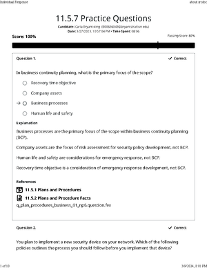 Netw 251 Testout Lab 4 - Test Out - Passing Score: 2/2 (100%) 4.1 ...