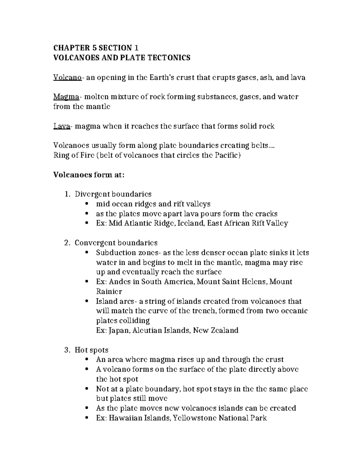 Volcanoes and plate tectonics 5 - CHAPTER 5 SECTION 1 VOLCANOES AND ...