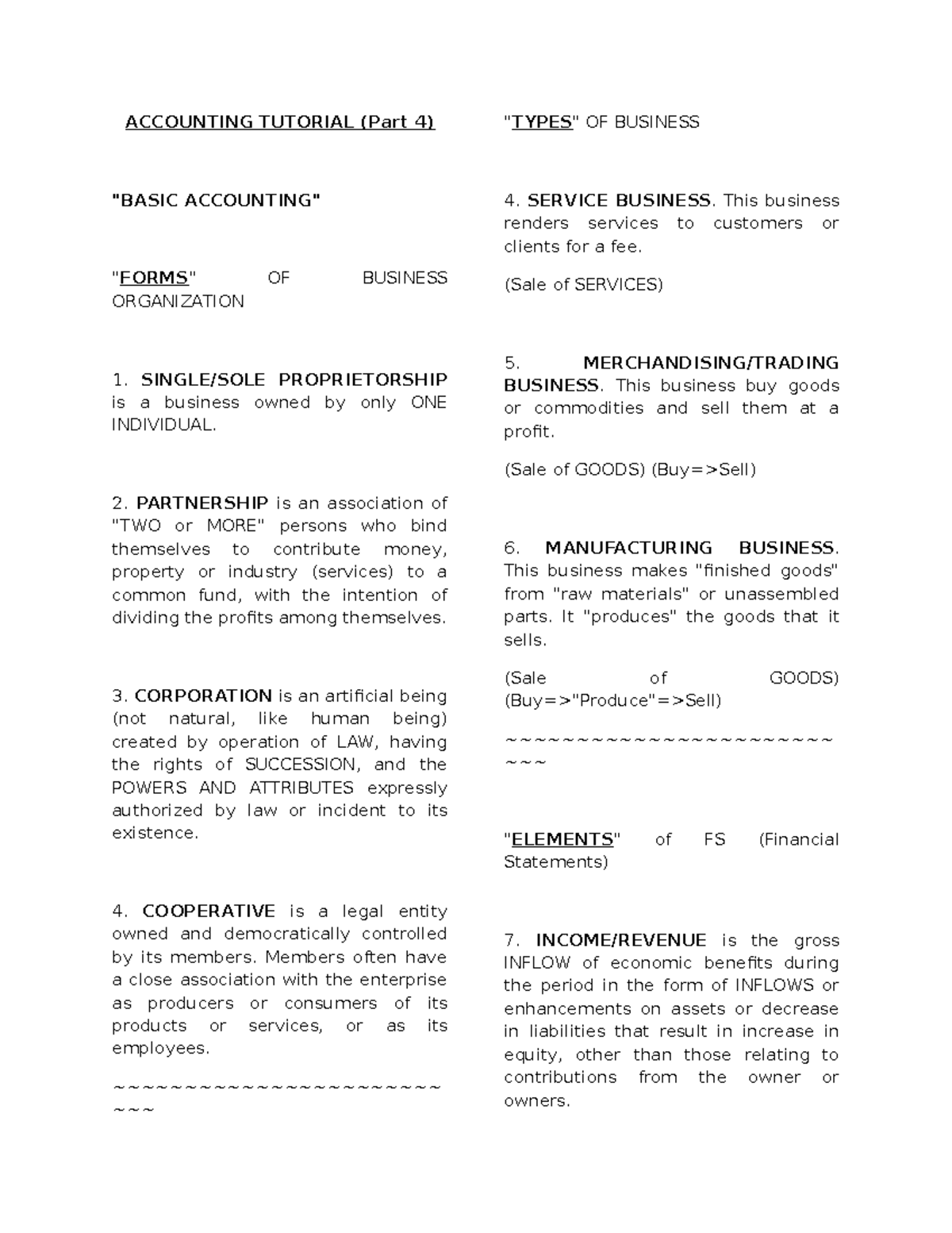Accounting Tutorial 4 ACCOUNTING TUTORIAL (Part 4) "BASIC ACCOUNTING