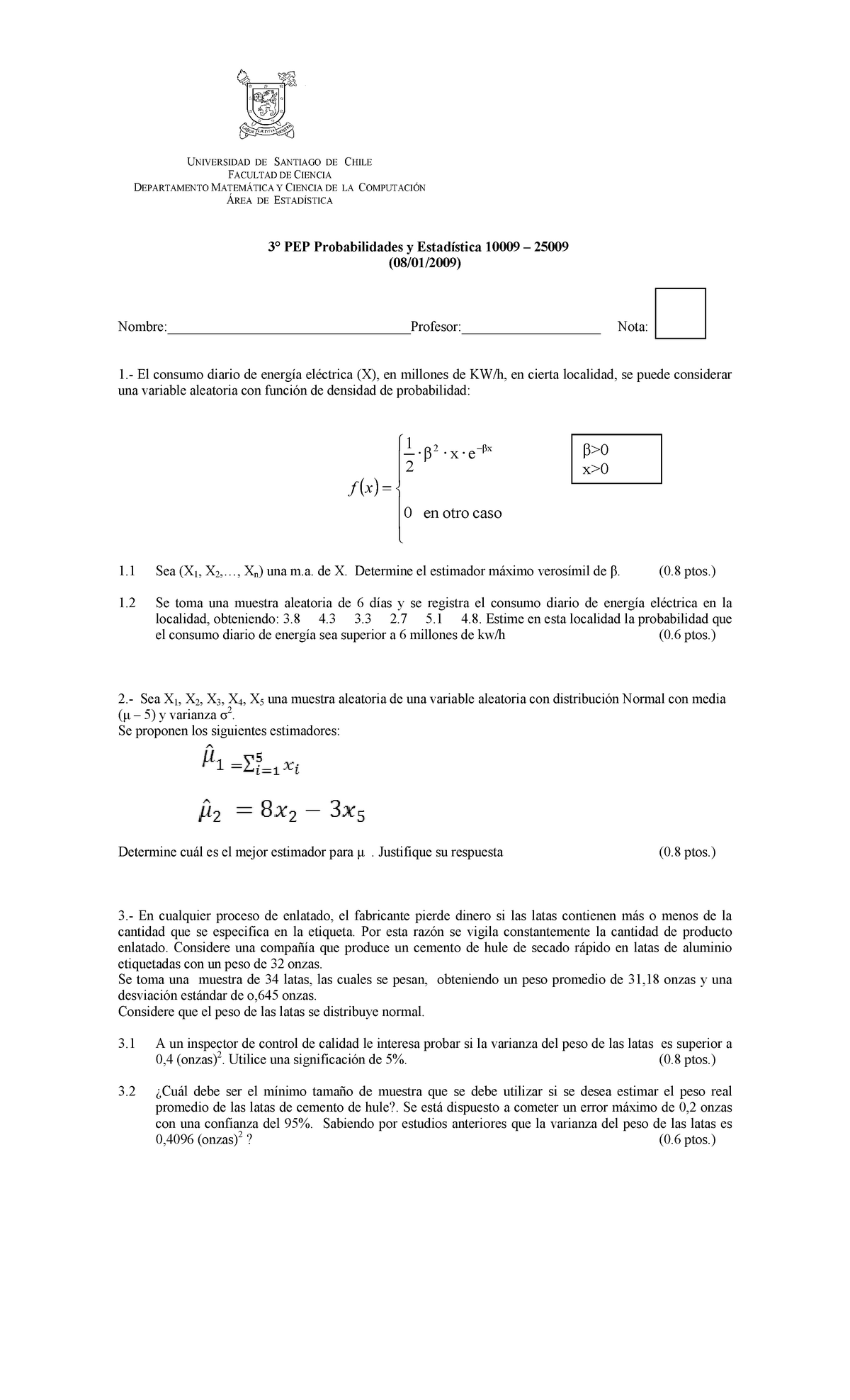 Examen 2015, Preguntas Y Respuestas - UNIVERSIDAD DE SANTIAGO DE CHILE ...