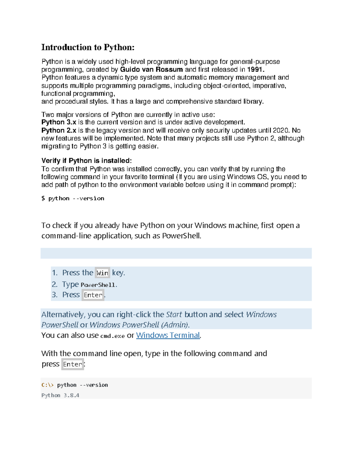 UNIT-3.1 - python notes - Introduction to Python: Python is a widely ...