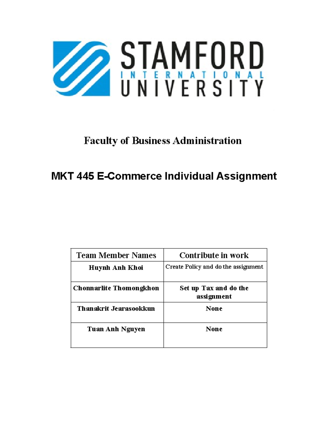 E-commerce individual assm - Faculty of Business Administration MKT 445 ...