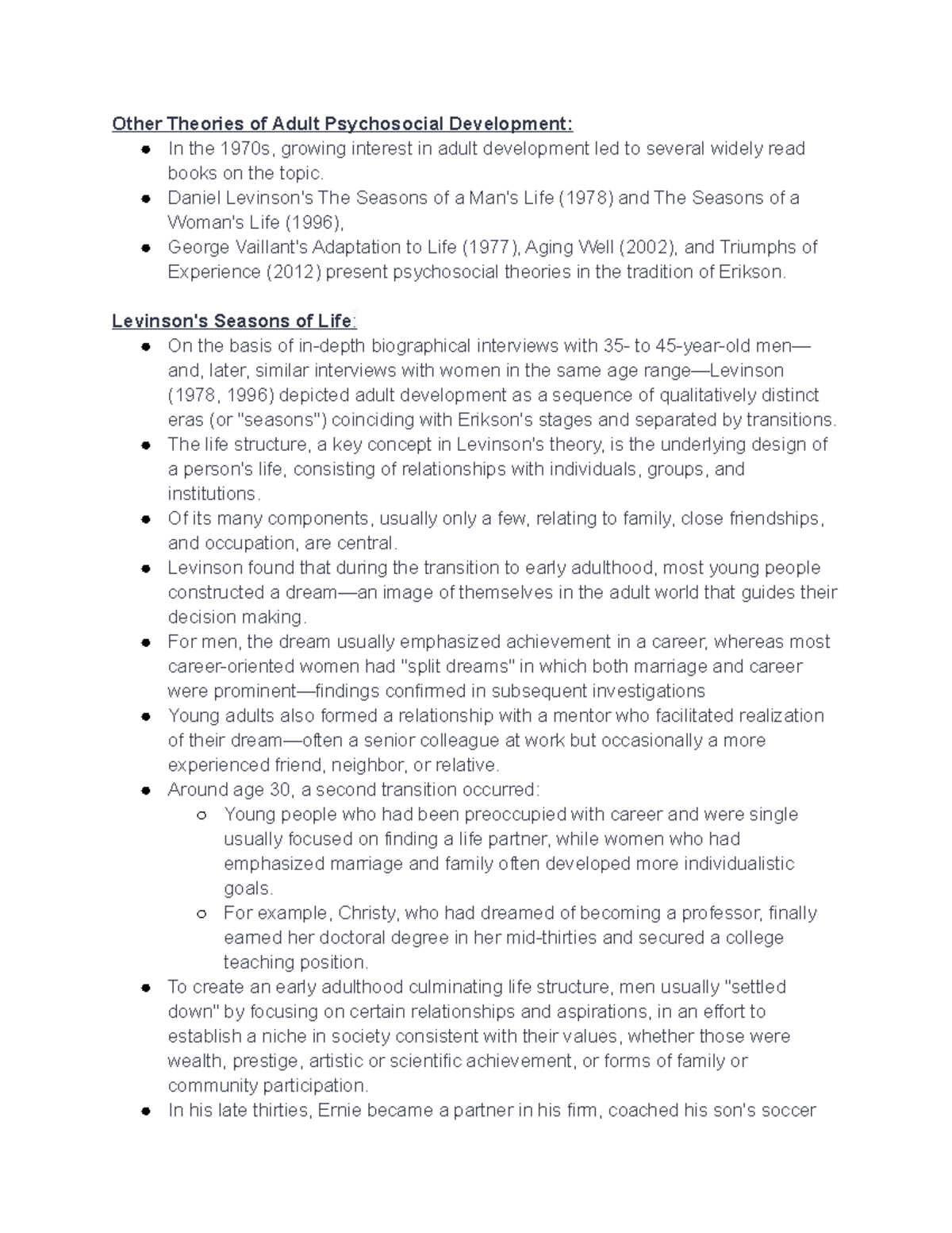 Developmental psych Chapter 14-part 2 - Other Theories of Adult ...