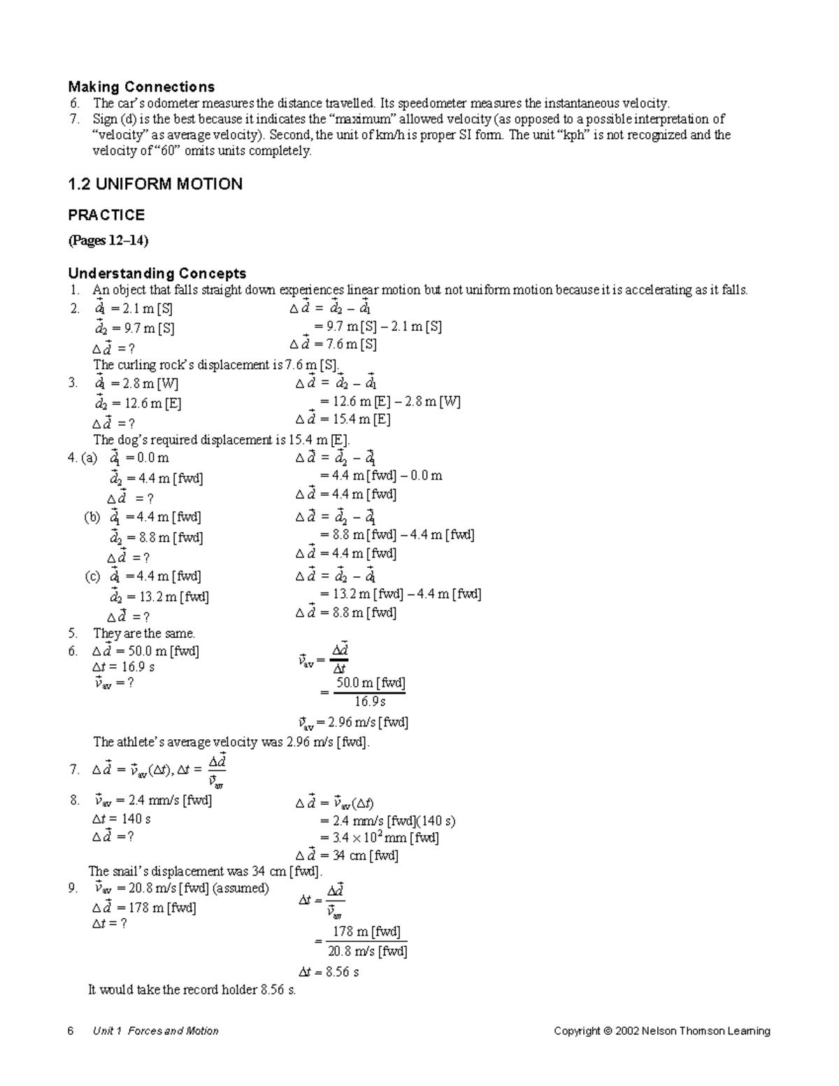 P11SM006 1.2 Uniform Motion 6 Unit 1 Forces and Motion Copyright