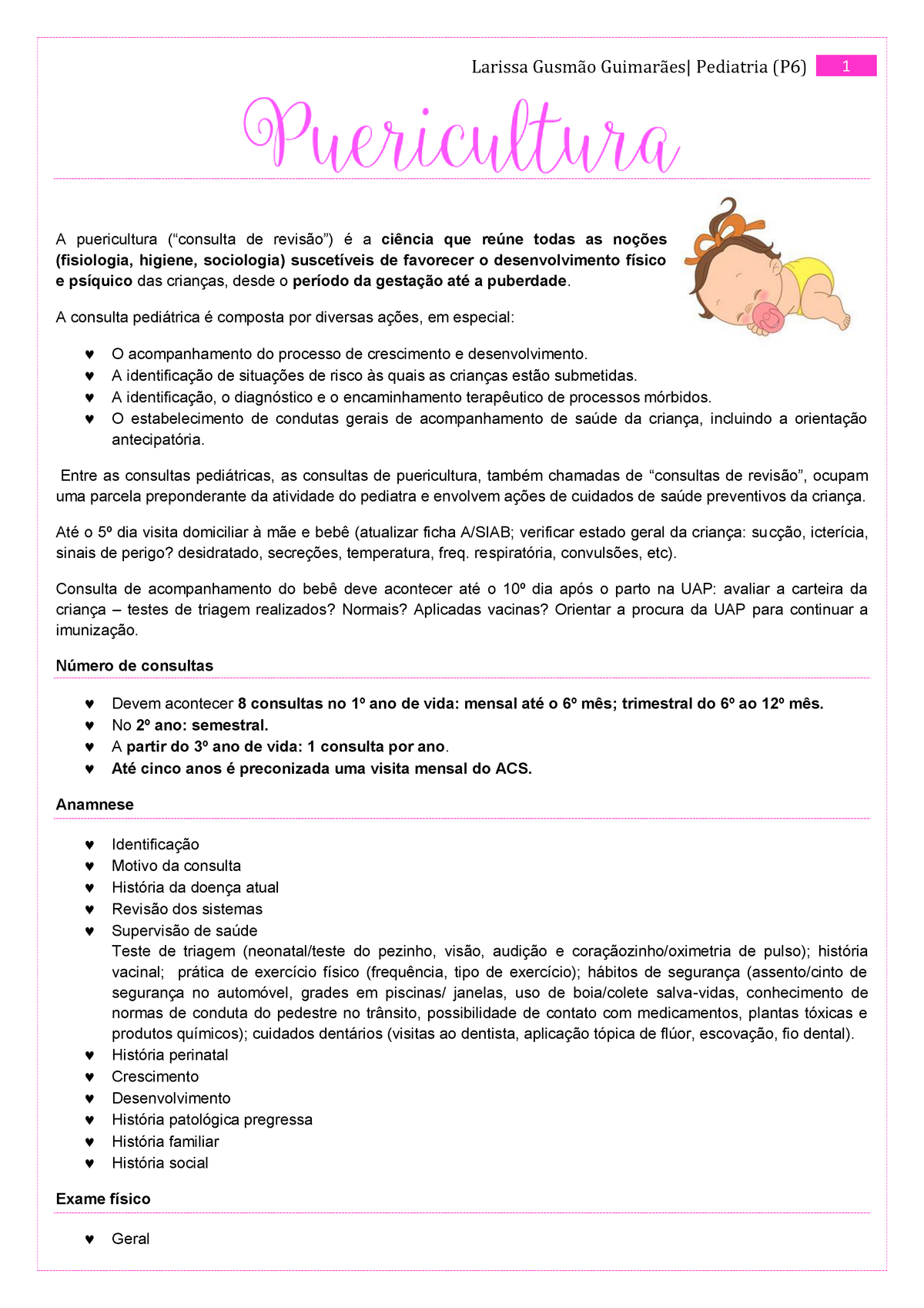 Resumo de puericultura: consultas, anamnese, exame físico e diagnósticos -  Sanar Medicina