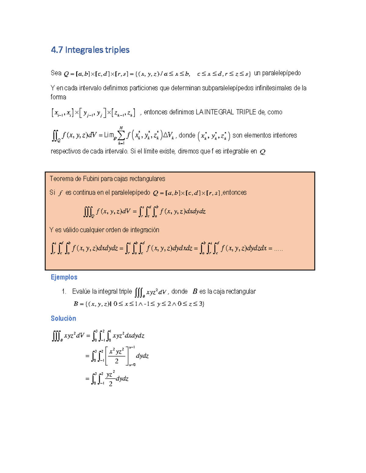 Integrales Triples Apuntes DE Clase - 7 Integrales triples Sea Q = [ ,a ...