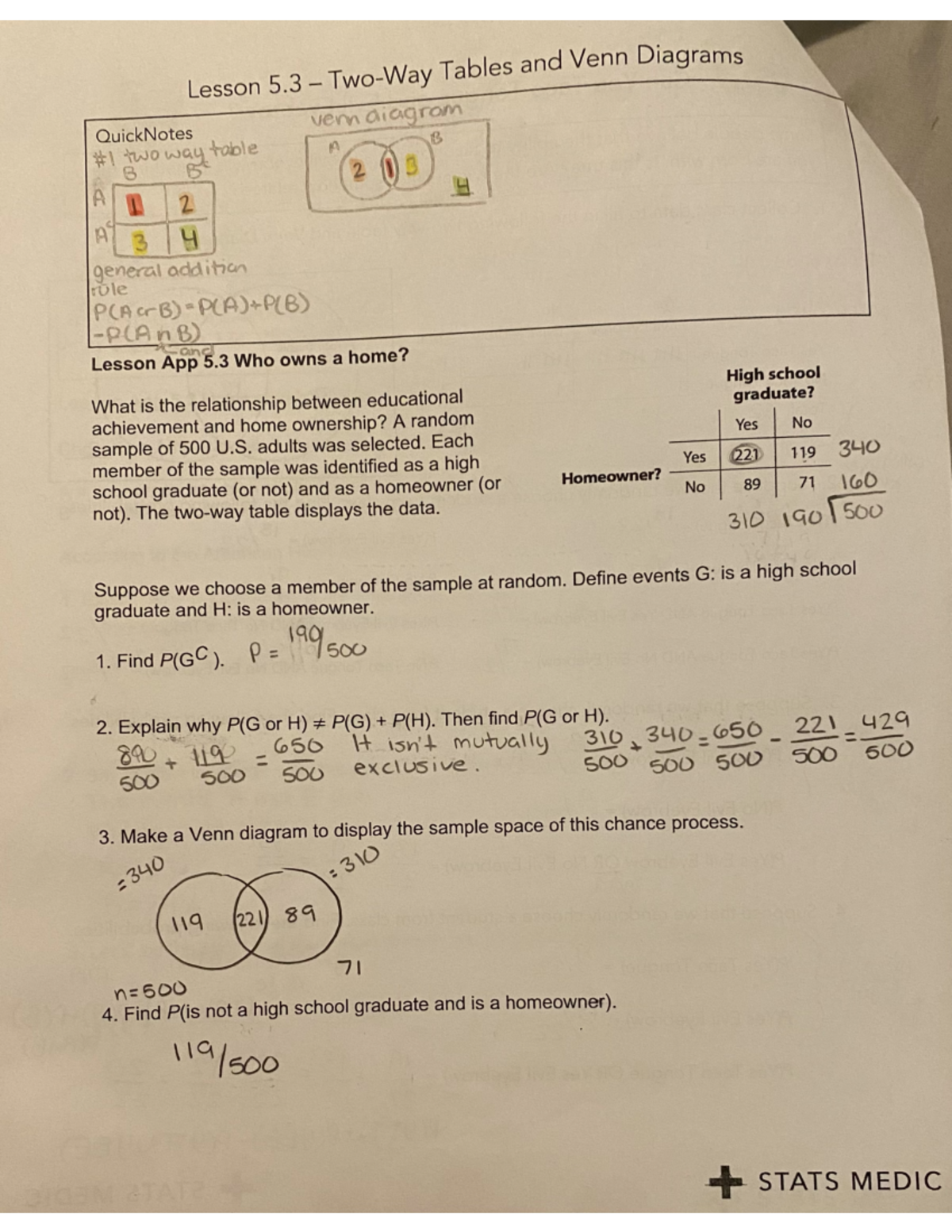 Probability and Stats Chapter 5 Lesson 5.3 cyu - Studocu