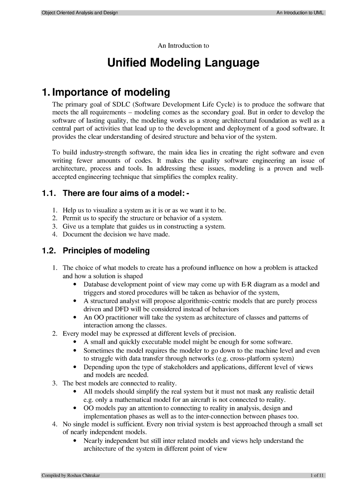 UML - UML - An Introduction To Unified Modeling Language 1. Importance ...