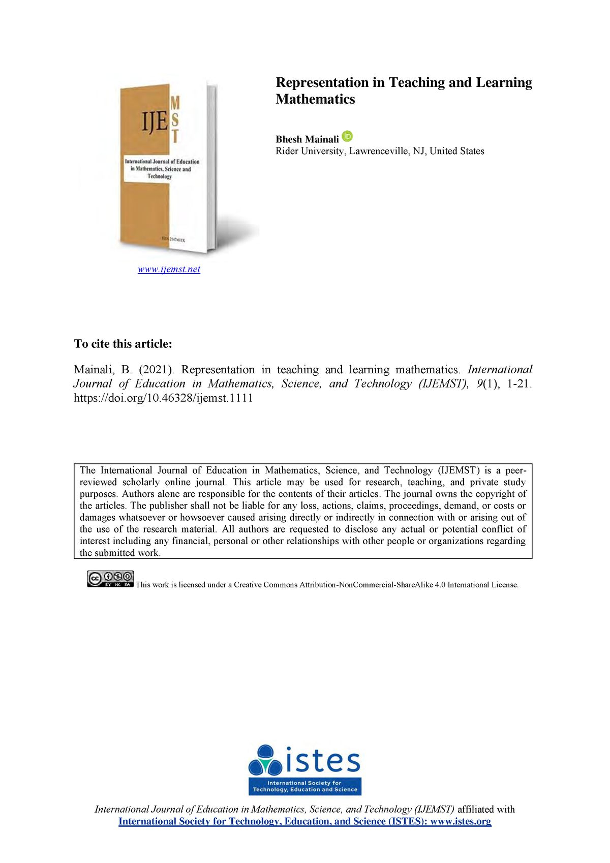 international journal of mathematical education in science and technology