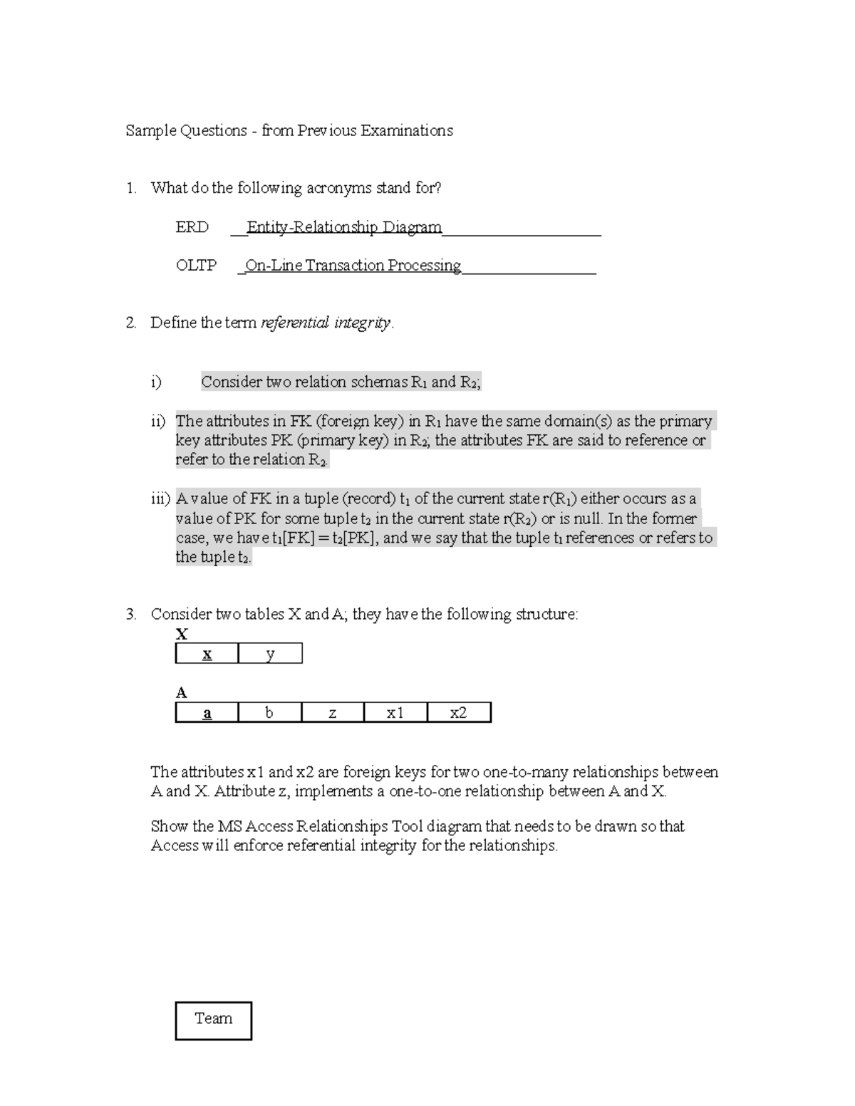 Sample/practice exam 11 December 2018, questions - Sample Questions ...