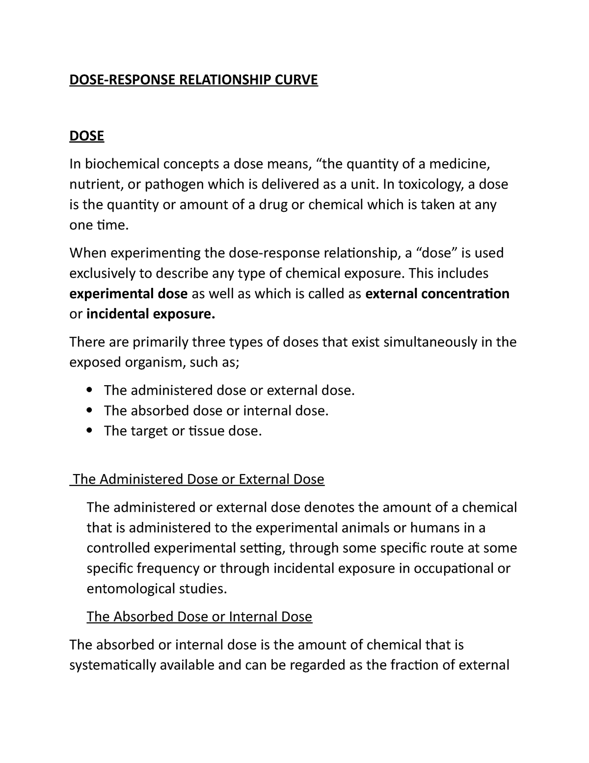 Dose-response - The Dose-response Relationship Curve - DOSE-RESPONSE ...