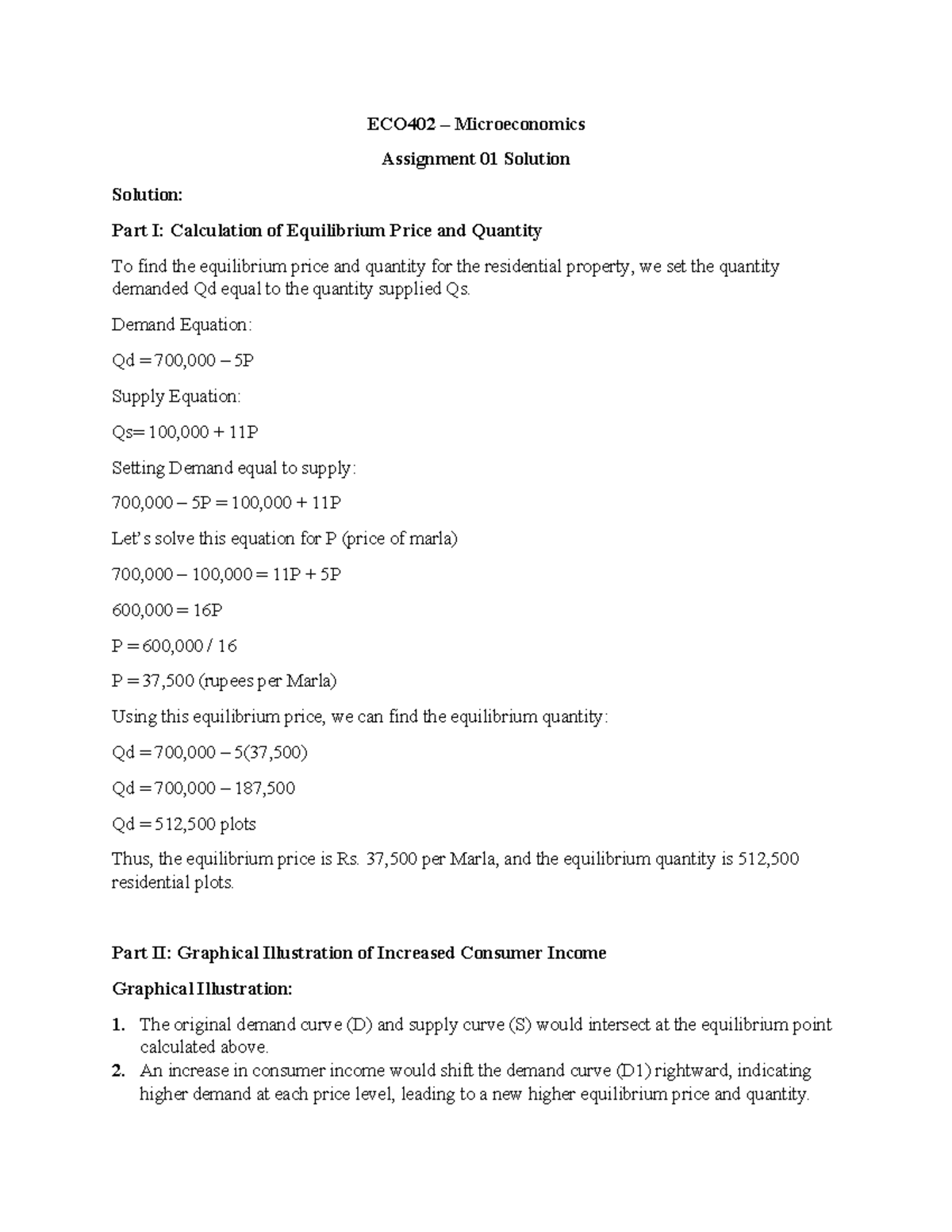 microeconomics (eco402) assignment # 01