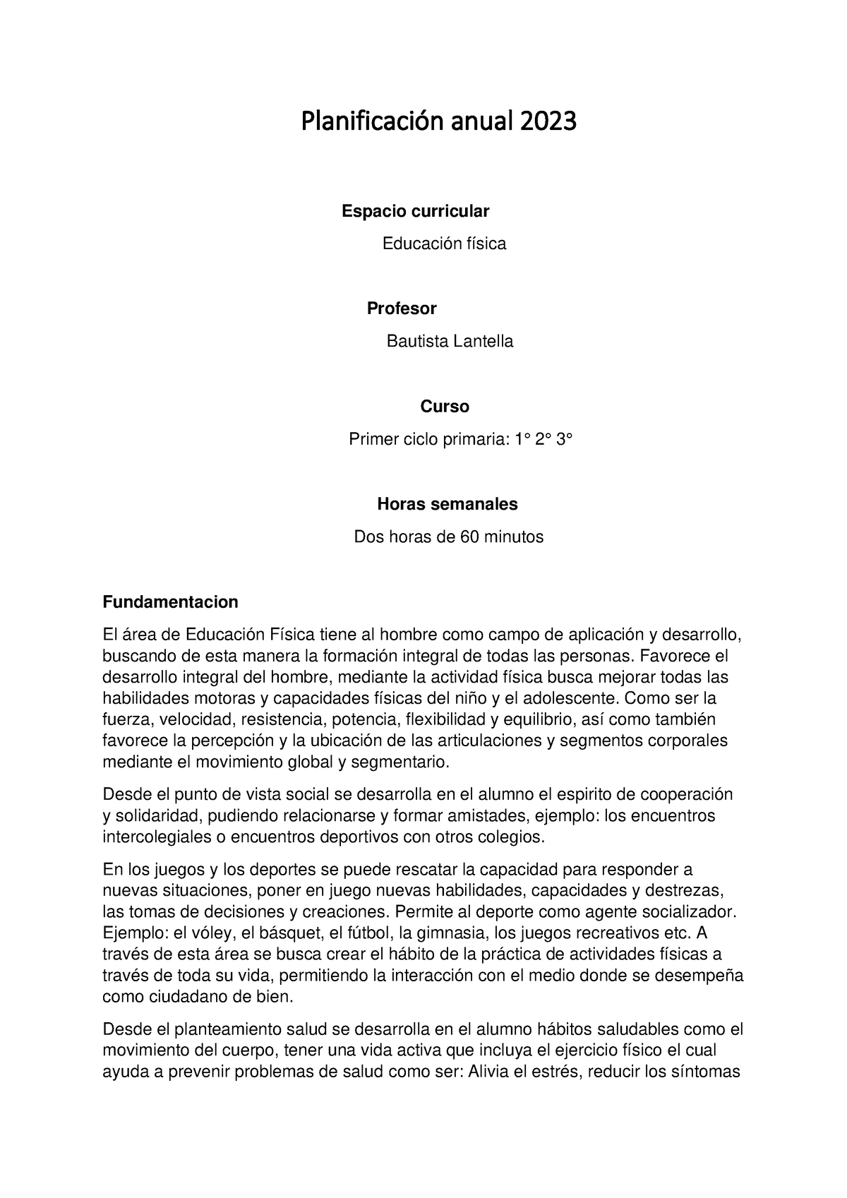 Planificación Anual 2023 (1) - Planificación Anual 2023 Espacio ...