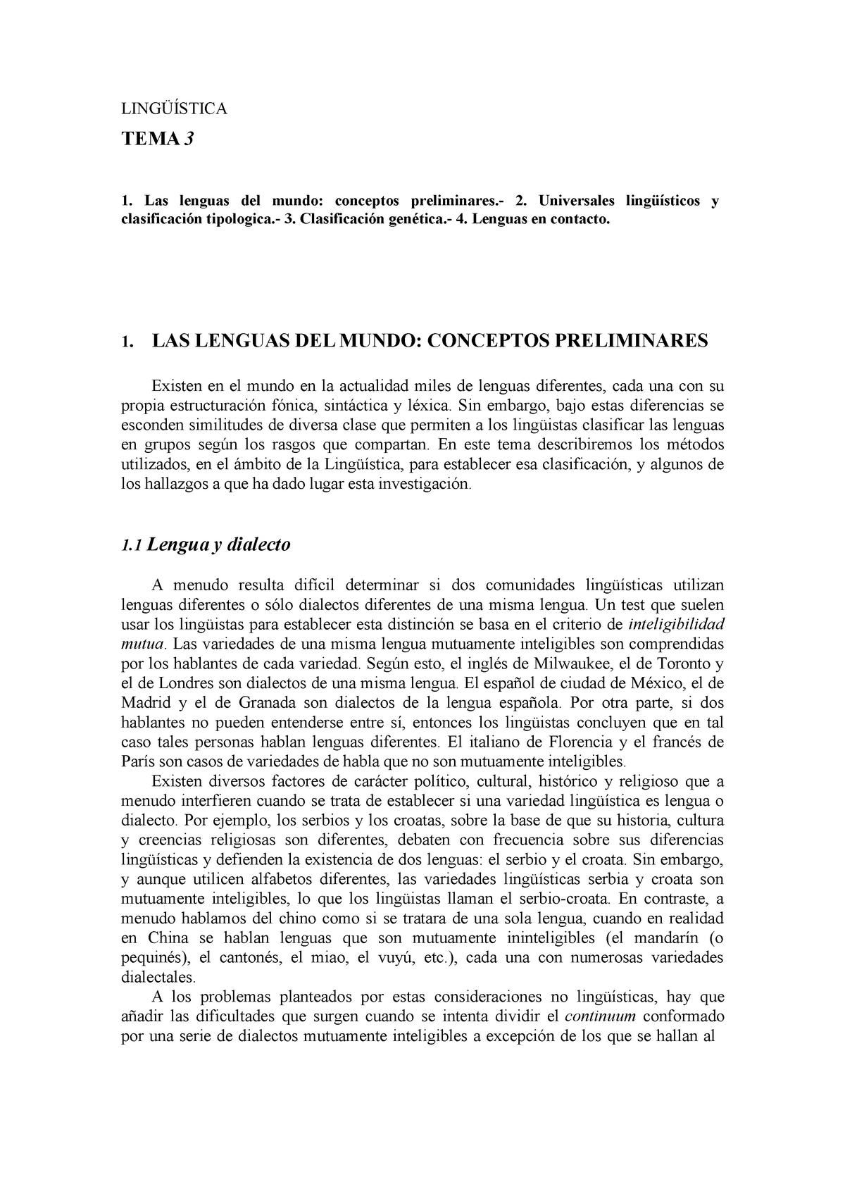 Tema 3 Apuntes 3 LingÜÍstica Tema 3 1 Las Lenguas Del Mundo Conceptos Preliminares 2 9565