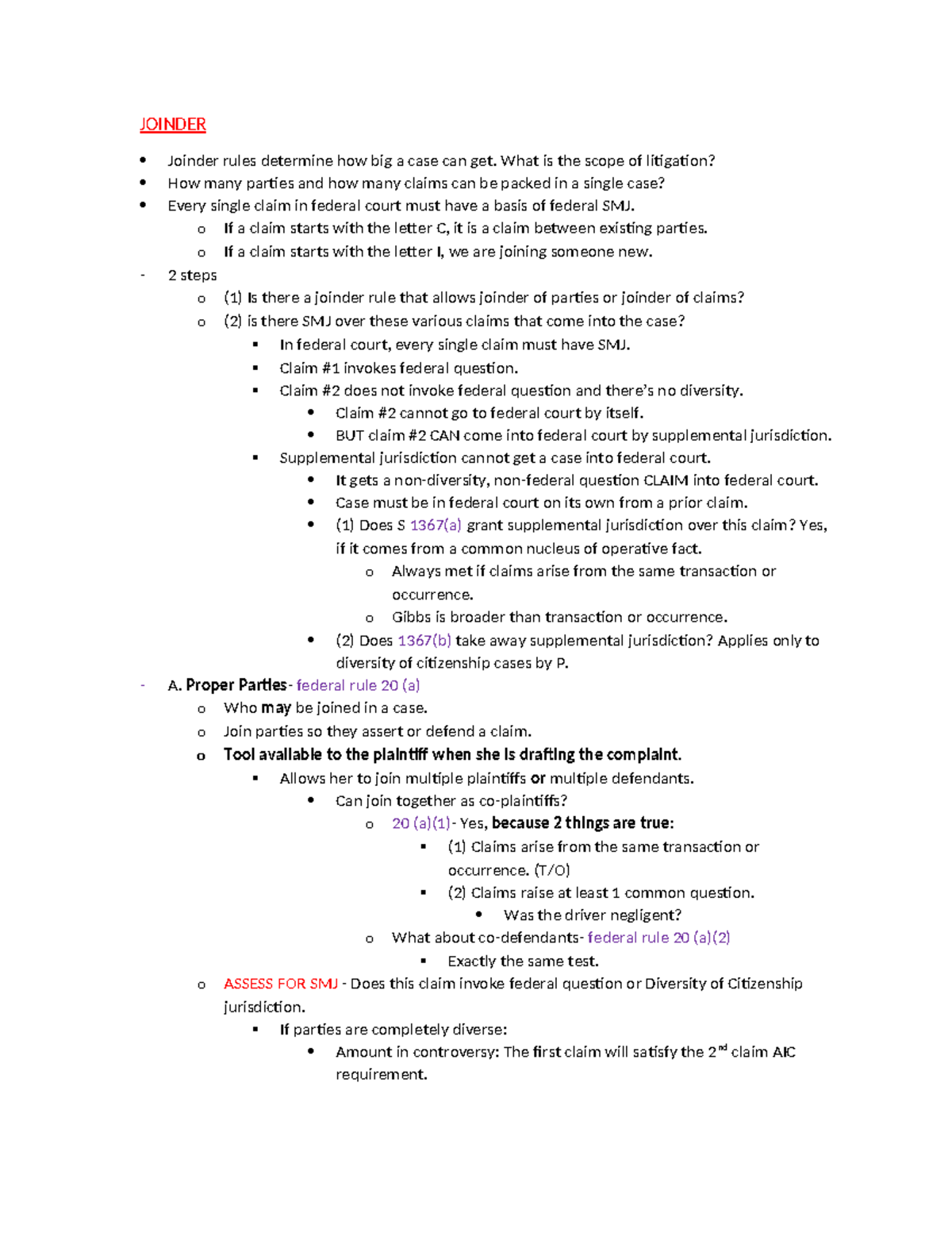 Joinder What is the scope of litigation? How many parties and how