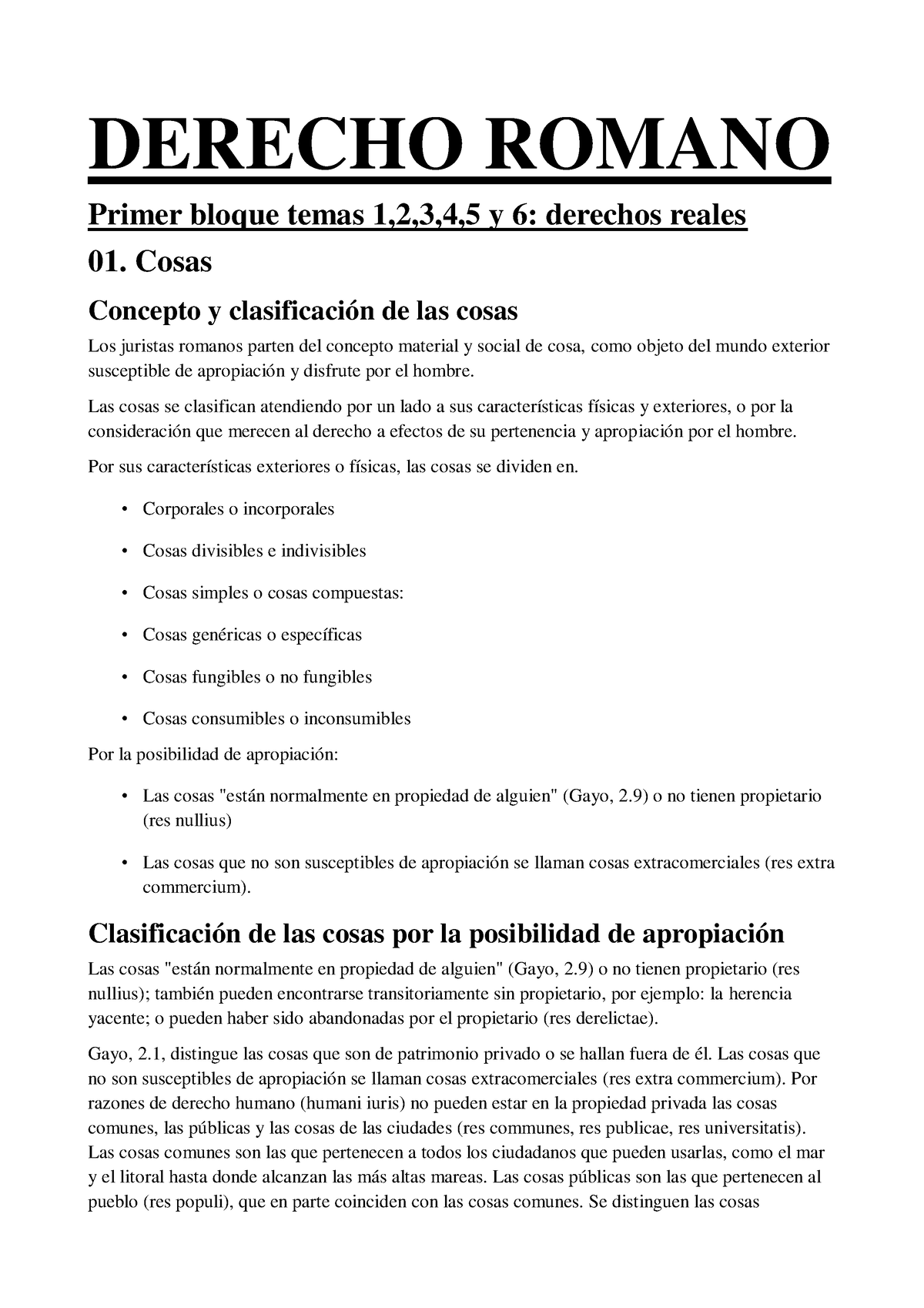 Derecho Romano - DERECHO ROMANO Primer Bloque Temas 1,2,3,4,5 Y 6 ...