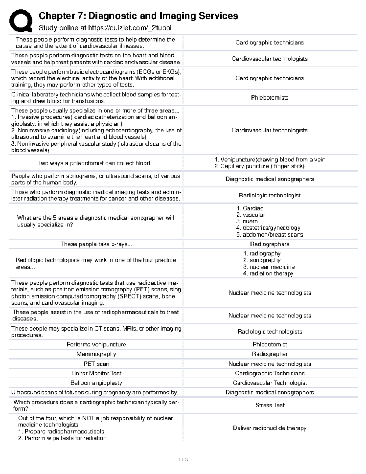 Chapter 7 and Imaging Services Chapter 7