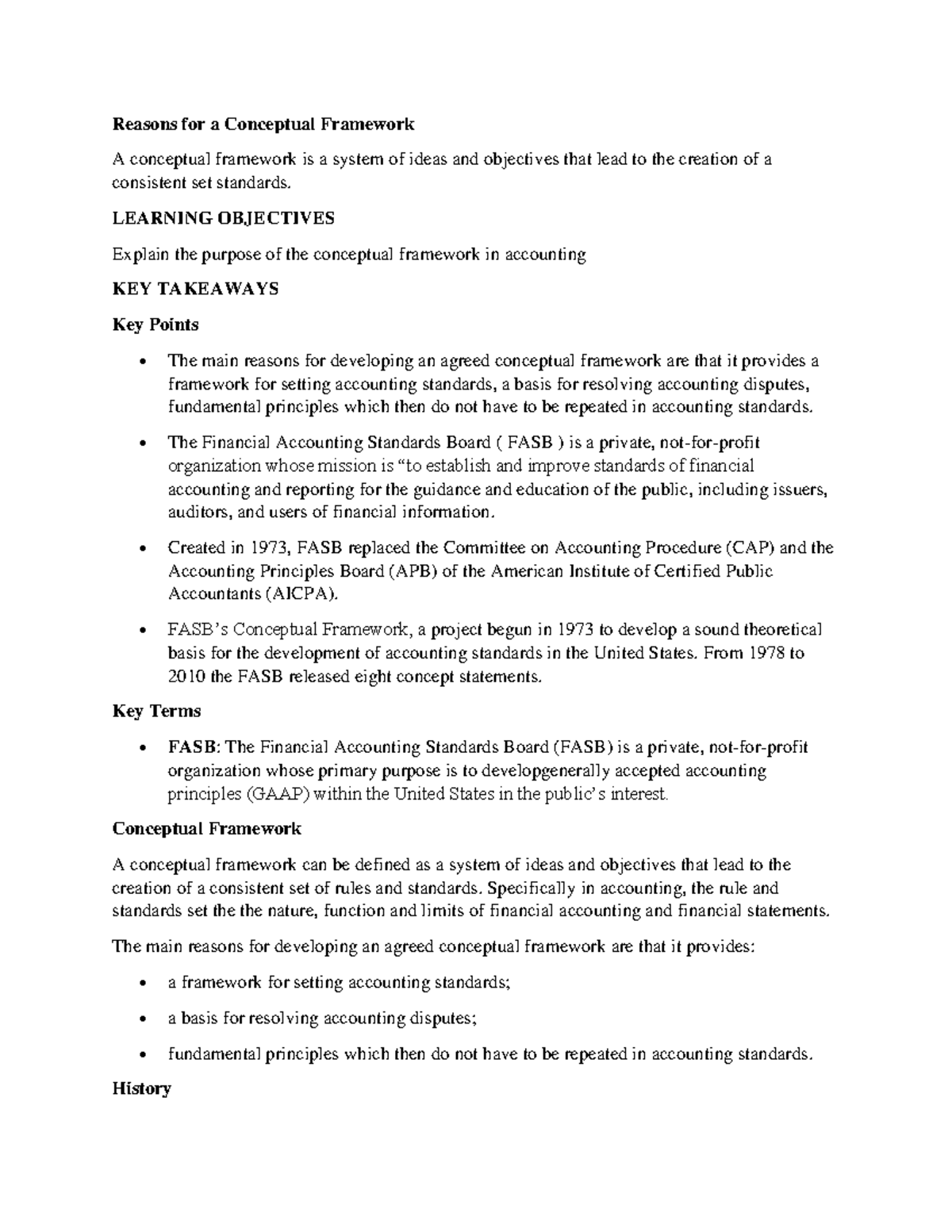 Reasons for a Conceptual Framework - LEARNING OBJECTIVES Explain the ...