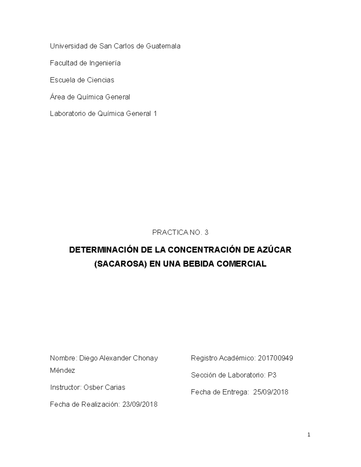 Reporte no. 2 Quimica Universidad de San Carlos de Guatemala