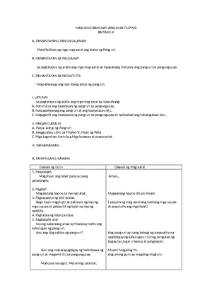 Banghay aralin format Filipino - DISCIPLINE...ACCOUNTABILITY ...