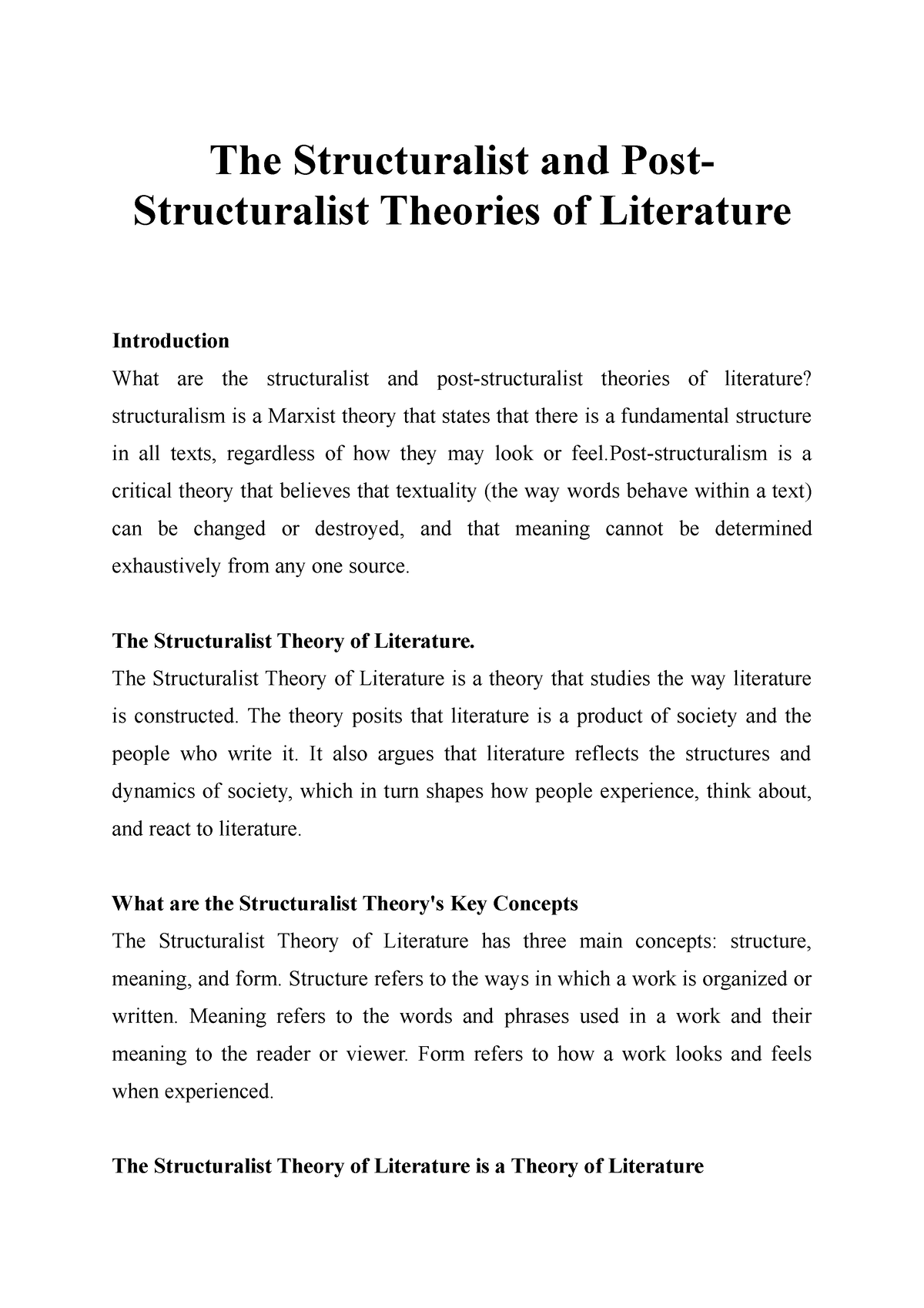 define structuralism in literature