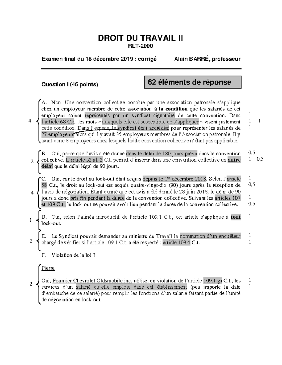 Examen final du 18 décembre 2019 - DROIT DU TRAVAIL II RLT- 2000 Examen ...