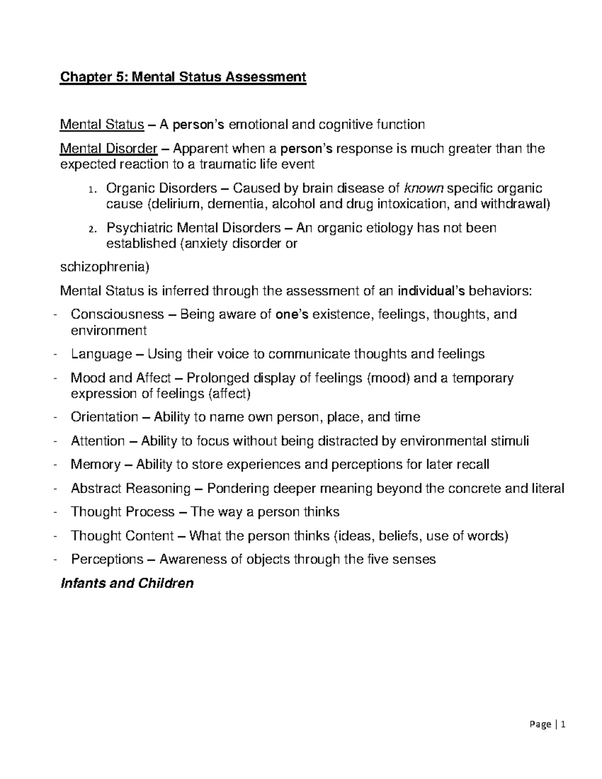 Chapter 5 Mental Status Assessment - Chapter 5: Mental Status ...