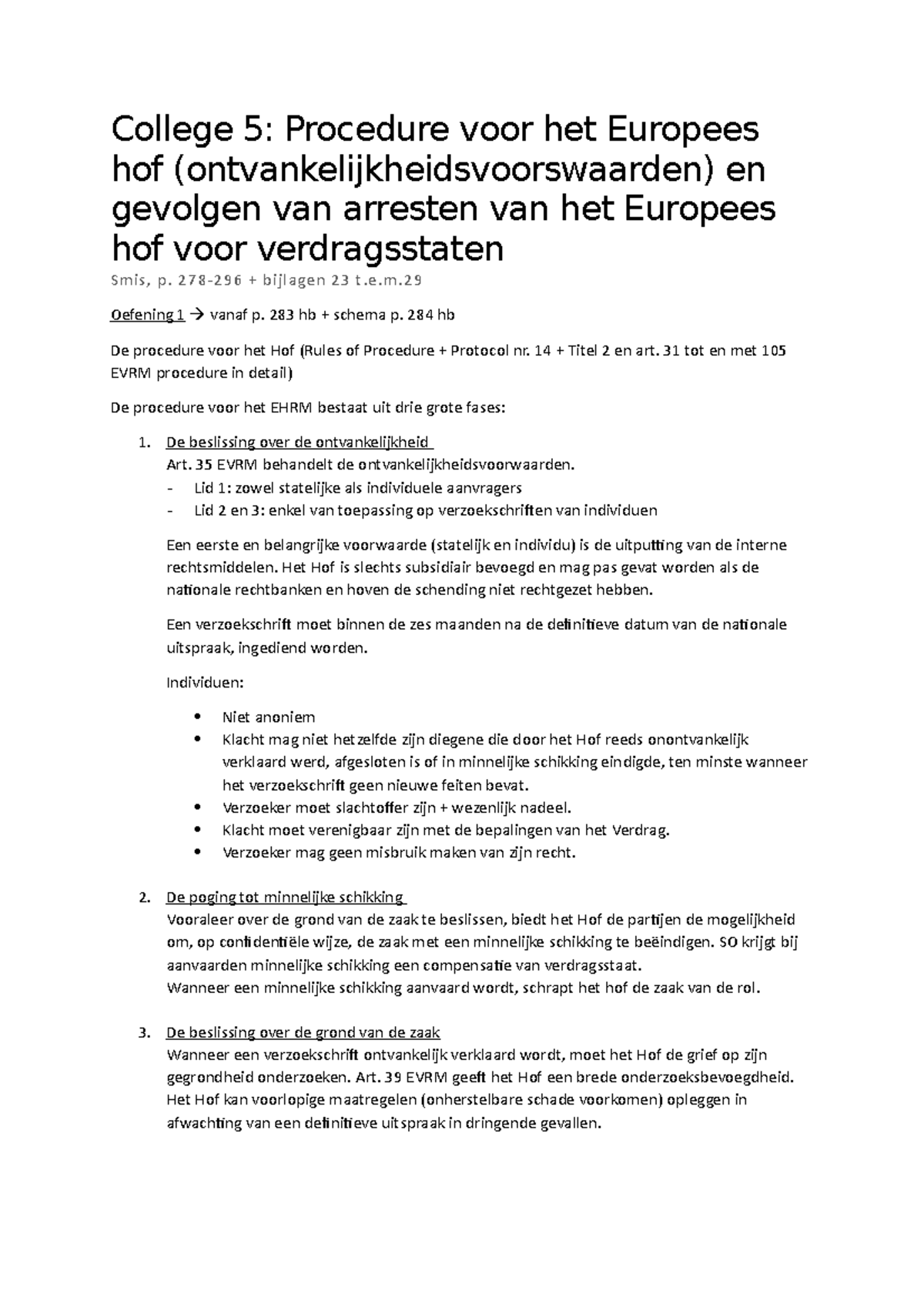 OG 5 Rechten Van De Mens - Og5 - College 5: Procedure Voor Het Europees ...